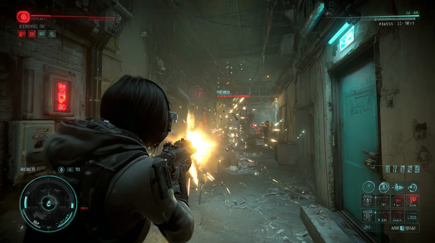 PROJECT MOVE tactical shooting gameplay in a corridor