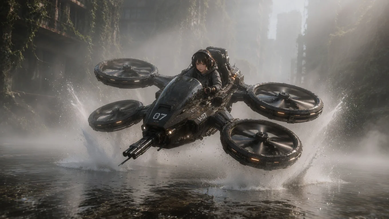PROJECT MOVE quad rotor vehicle skimming across water